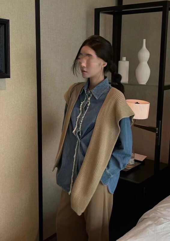 New in autumn! [MI] Korean loose casual denim shirt (with shawl) 1538# PCZ