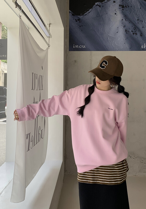 [11AN] Simple Letter Embroidery Loose Pullover Short Jacket A6967