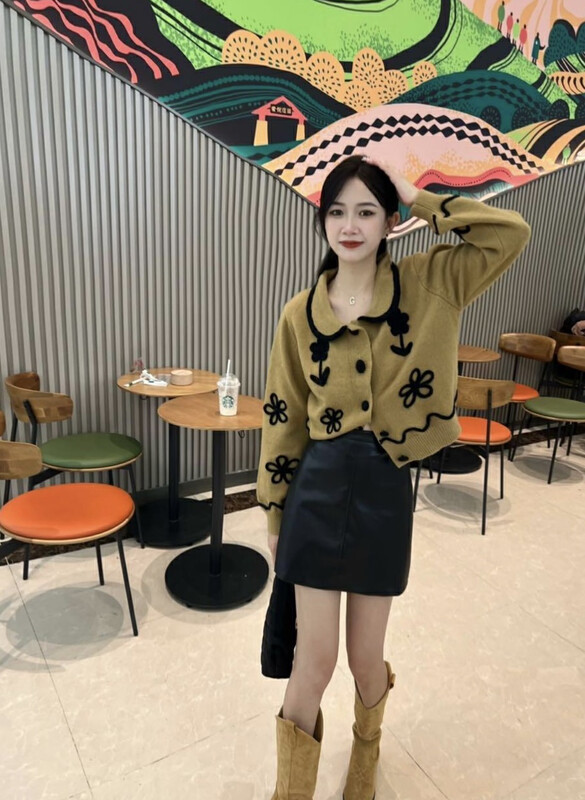 【FEI MAO】Fashionable single-breasted all-match sweater Z-3077