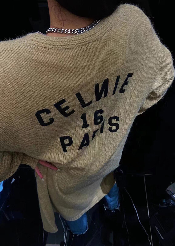 New in autumn! [MI] Korean version of the back letter mid-length knitted cardigan 1562# PCZ