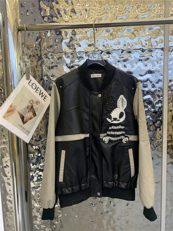 New in autumn! [Yayiro] baseball uniform collar bead embroidery rabbit jacket 2607# GYJ