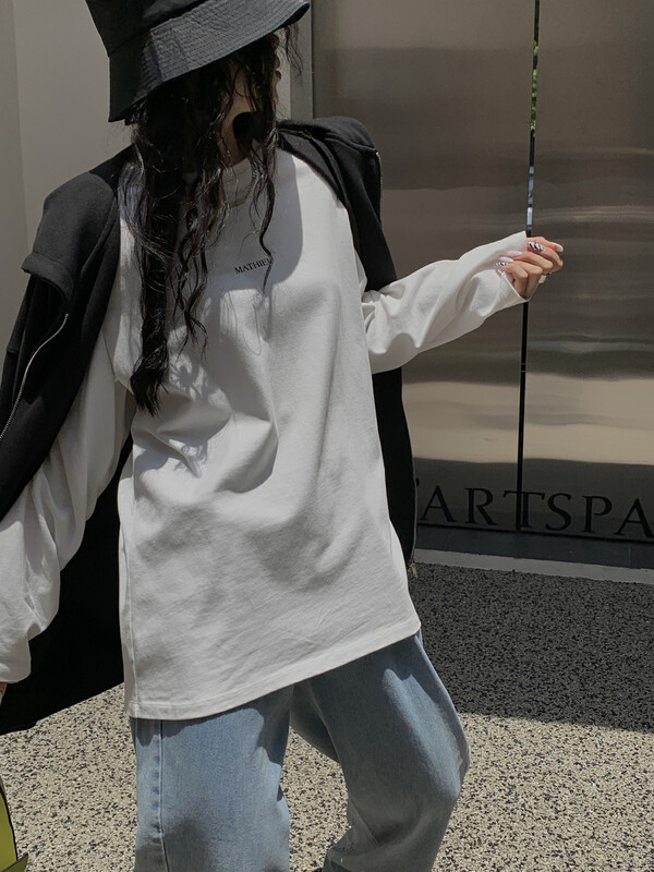 [11AN] Basic all-match letter printing long-sleeved T-shirt A6998