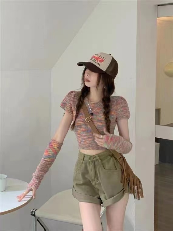 Autumn is new! [Korean C home] Korean round neck short warm sweater (with sleeves) 0228# PCZ