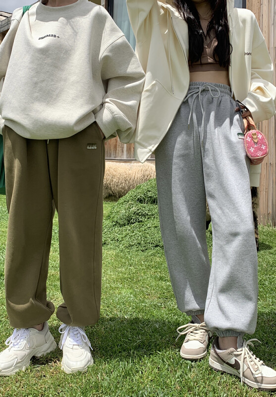 [11AN] Gradient toothbrush embroidery high waist loose casual pants A6891