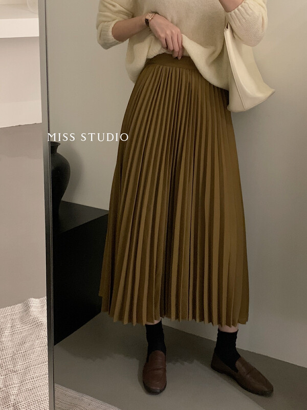 [MISS Miss Home] Korean simple A-swing pleated skirt L6708