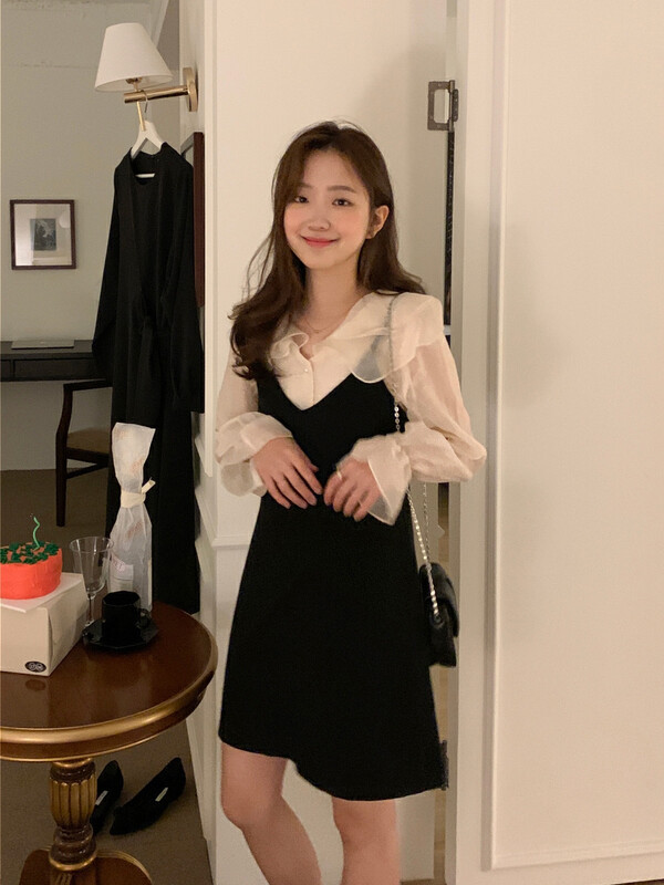 z7 is 120 [timely rain] Korean style ins sweet temperament design ruffled sweet long-sleeved shirt 25229# WPL