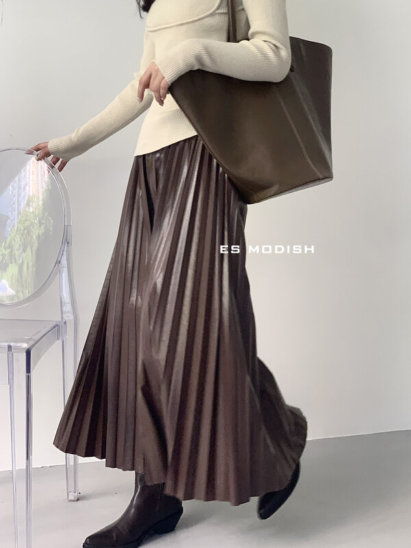 New in autumn!【ES MODISH】Simple pleated simple casual skirt SK1837# CQW