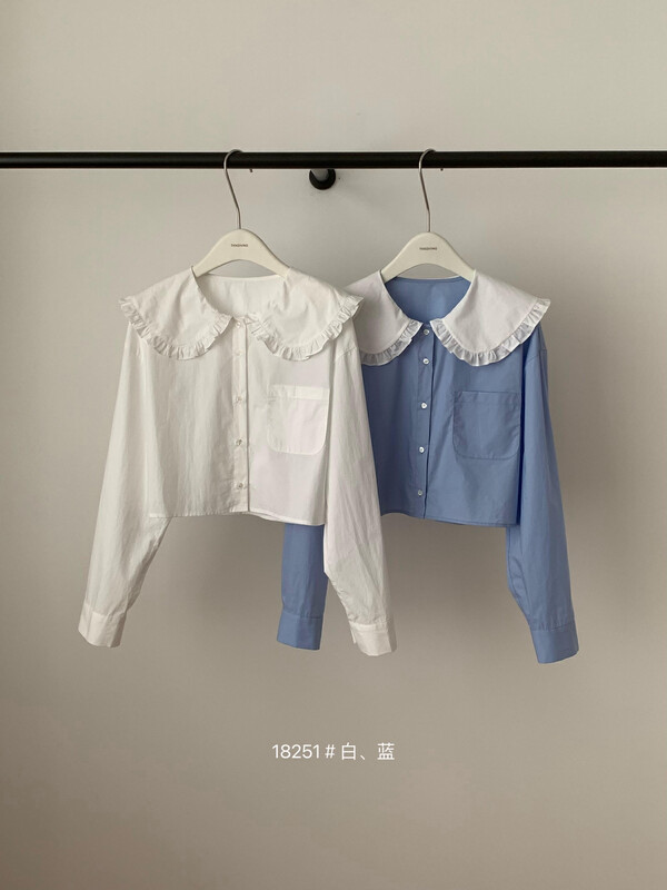 New in early autumn! [T.G] small fresh contrast color doll collar shirt 18251# CLS