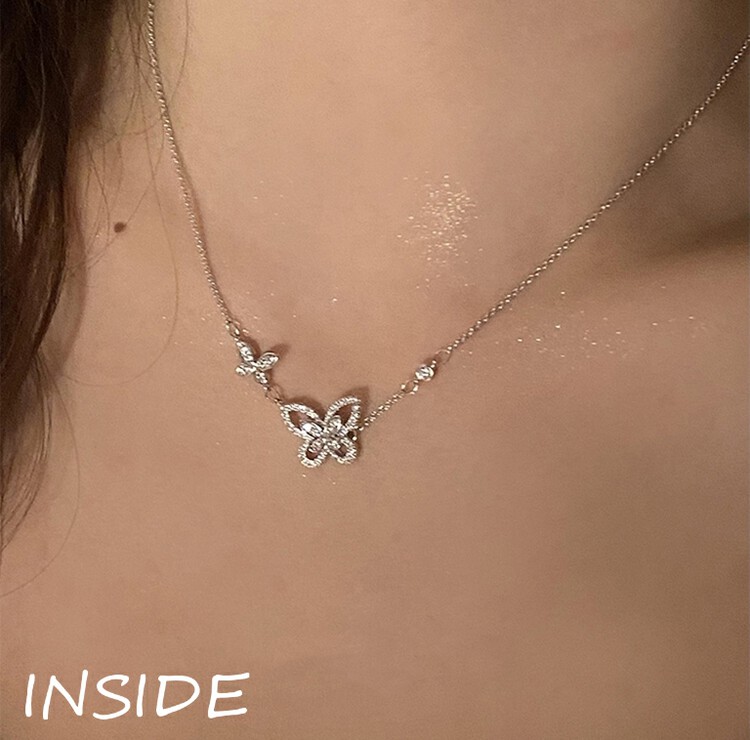 New in early autumn! [INSIDE] Sweet and cool hot girl style butterfly full drill niche collarbone choker (with random box) X3429# ZXL