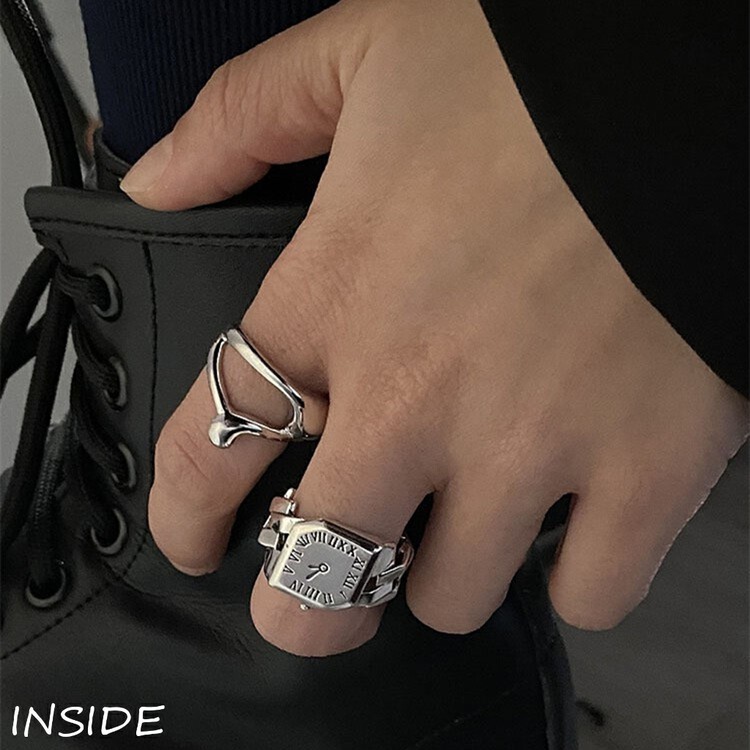 【INSIDE】Dark fashion retro old Roman numeral watch ring (with box random distribution) J3548# ZXL