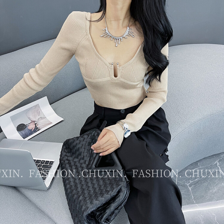New in autumn! [C.X original heart] Slim and temperament short knitted sweater Z561# WTT