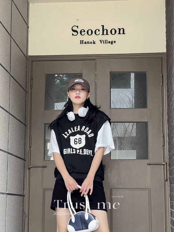 [TRUSTME] Korean version of the simple letter print sleeveless sweater vest 40029