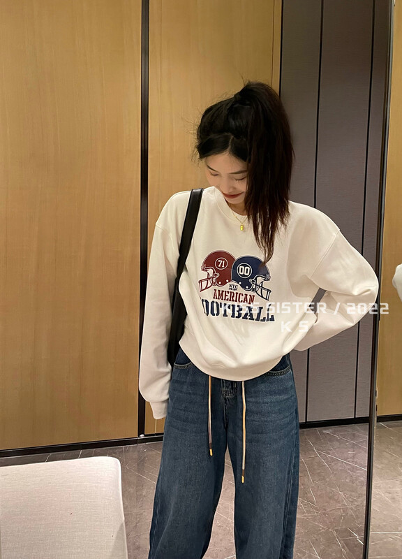 【KISS SISTER】Casual Korean Print Sweatshirt 22Y9820