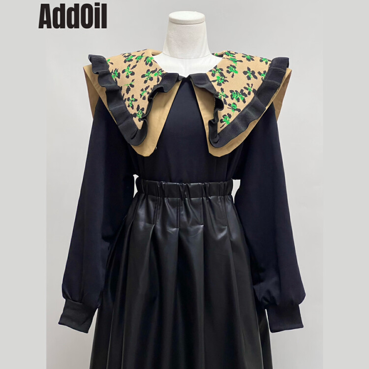 New in autumn! [ADDOIL] Layered large lapel casual sweater 8836# ZXL