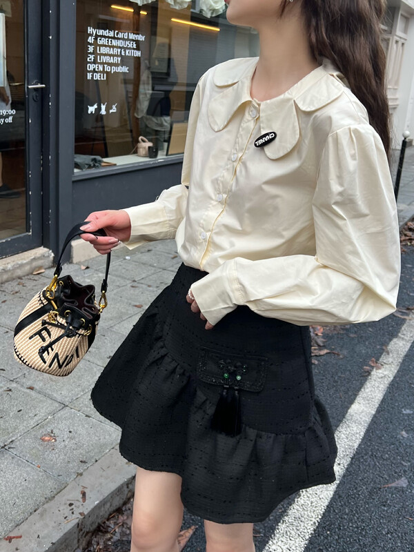 【FEI MAO】Sweet breasted solid color loose shirt Z-4598