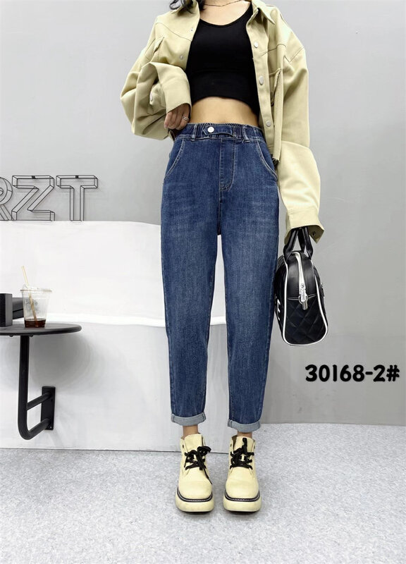 Original price 73.32! New in autumn! [OKD] Elastic waist elastic all-match slim jeans 30168-2# GY