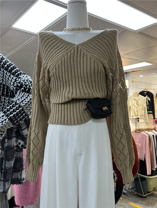 Autumn is new! [Korean C home] temperament V-neck loose knitted sweater 0571# PCZ