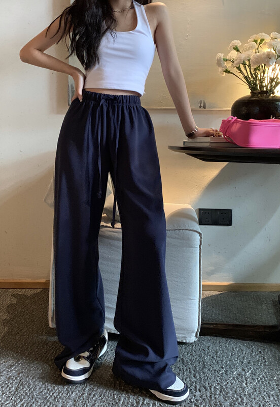 [11AN] Basic Versatile High Waist Drawstring Casual Pants A6896