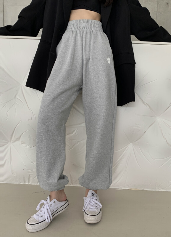 【11AN】Simple and versatile matte embroidered casual pants A9067