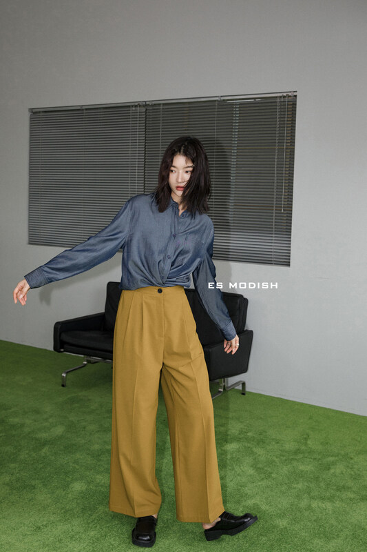New in early autumn!  【ES MODISH】Simple style denim casual shirt BL1790# CQW