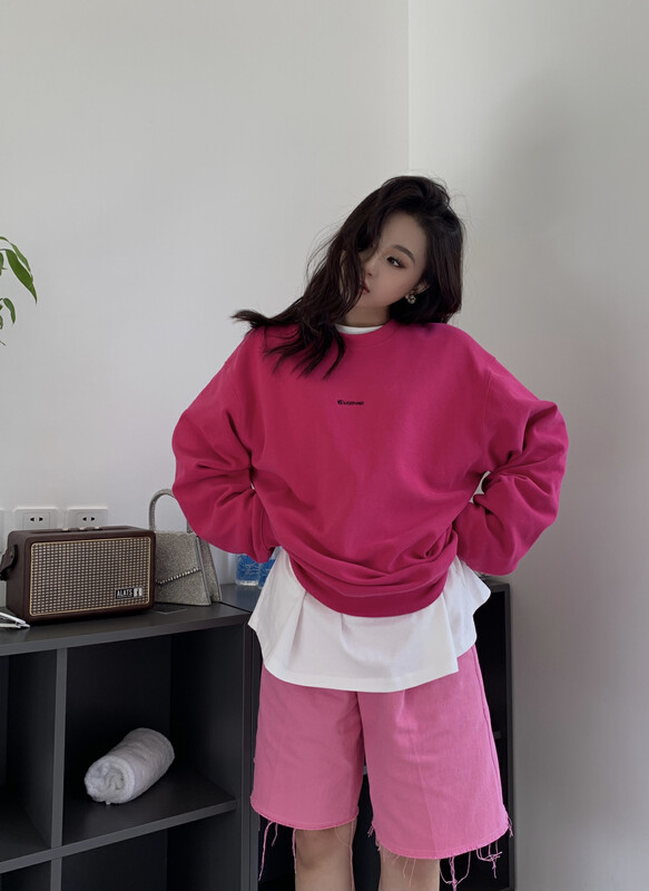 [11AN] Korean version of loose letter embroidery loose sweater A6971
