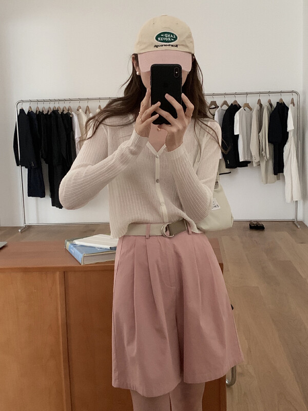 【T.G】Simple solid color hollow short knitted cardigan YS1-17667# CLS