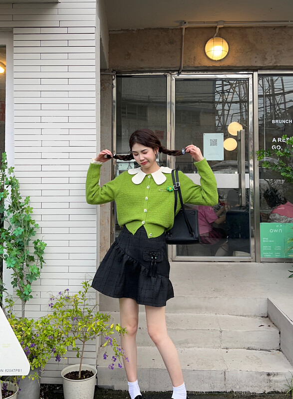 New in autumn!【FEIMAO（YIMAO）】Korean style long-sleeved buttoned warm sweater (with detachable pins) Z-3053# LSL