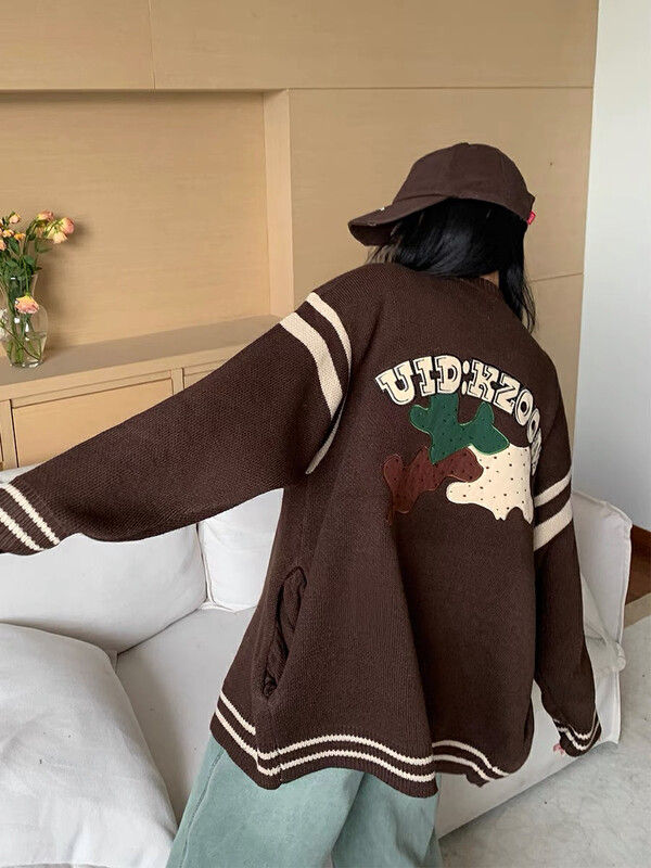 New in autumn! [LAB EEDA] Fashion casual alphabet zipper knitted cardigan M38766# OZQ
