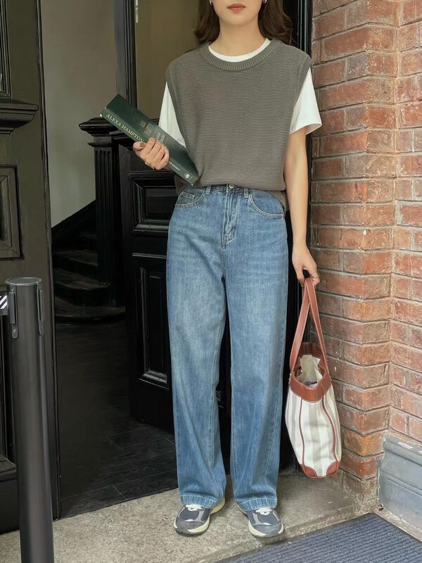 New in autumn! [FEIDING] Korean version of all-match straight-leg personality jeans YS2-6215# CLS