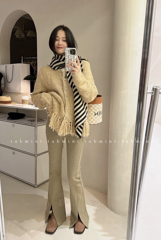New in autumn! [TABMINI] Korean style hem tassel design warm sweater Q15305-A# WPL