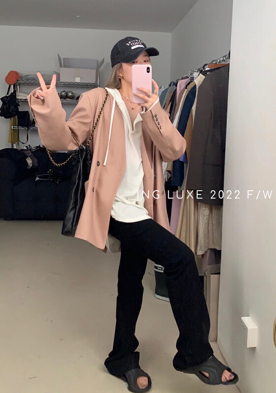 【ING】V Neck Casual Lazy Hooded Sunscreen Long Sleeve T-Shirt YS1-9303