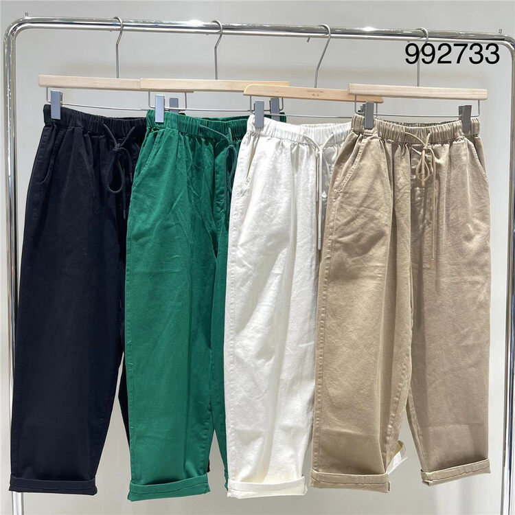 New in autumn! [TWENTY printed wood] drawstring comfortable all-match casual pants 992733# L