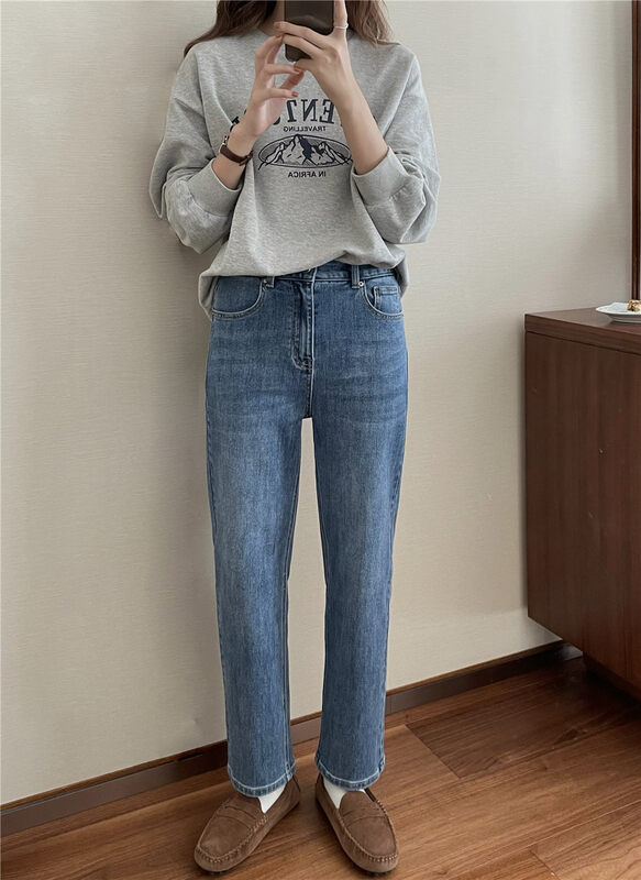 New in autumn!【FEIDING】Korean version textured all-match casual jeans YS1-6223# CLS