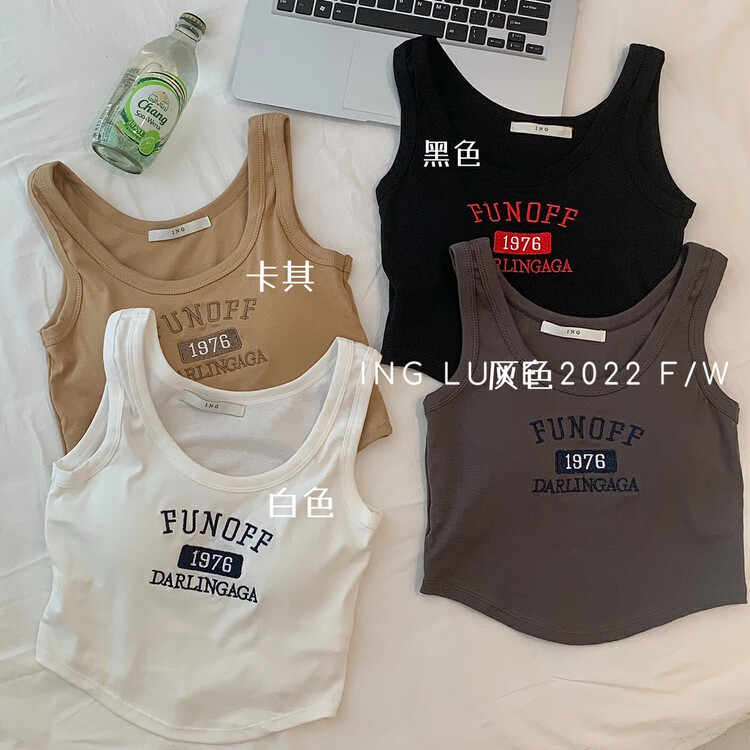【ING】Basic alphabet print vest suspender ING-8083