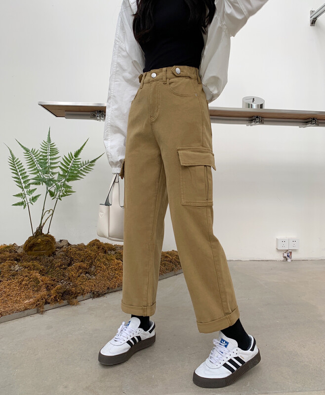 New in autumn! [M8 denim] Korean all-match tooling big pocket jeans 52685# JHY
