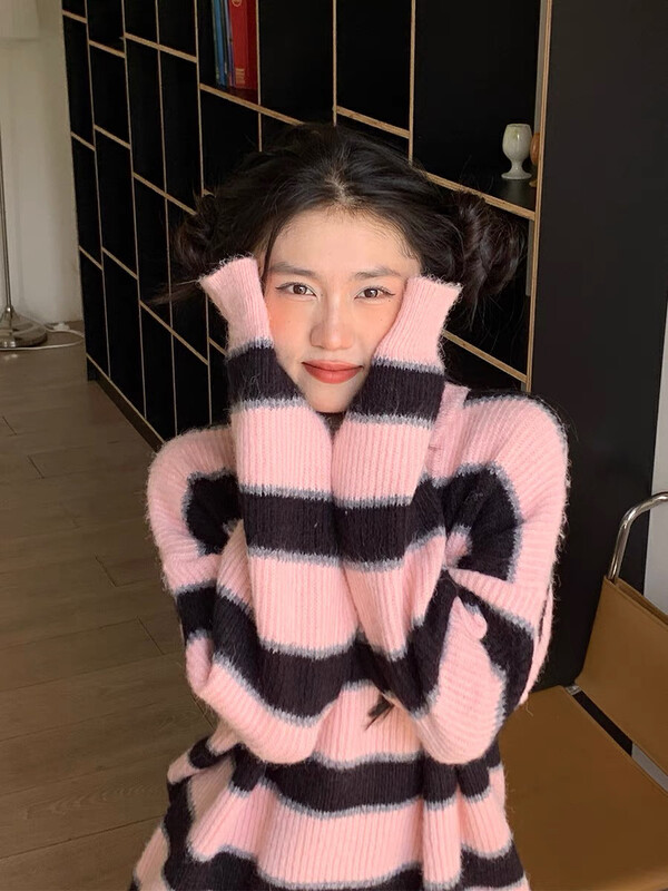 【LAB EEDA】Fashion casual striped knitted warm sweater M82625# OZQ