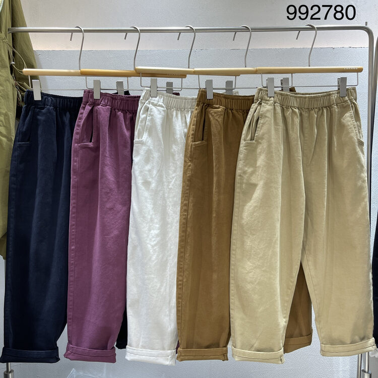 New in autumn! [TWENTY printed wood] elastic waist simple and comfortable casual pants 992780# L