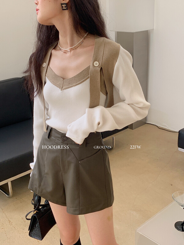 Autumn is new! [Fire HOODRESS] Korean style contrast color knitted cardigan + all-match comfortable vest suit 220623# JHY