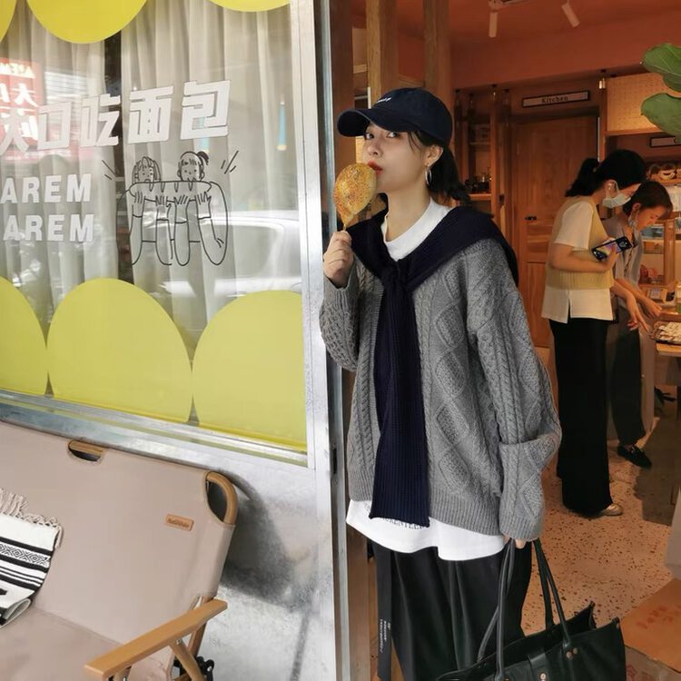 New in autumn!【SUSAN】Korean twist knitted cardigan (with shawl) 81735# LSW