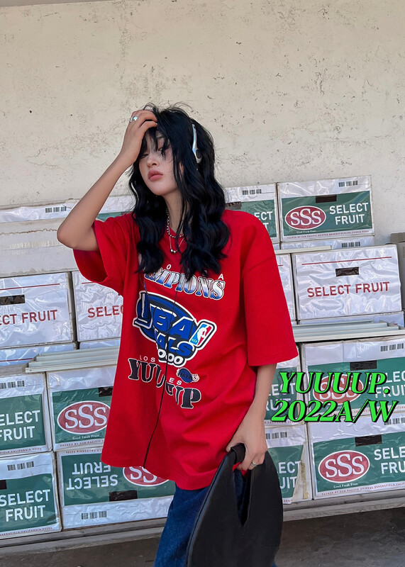 [FISH YU] American retro NBA 3D direct injection printing thickened brushed short-sleeved T-shirt 622501