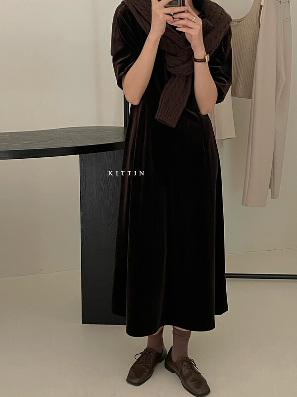 【KITTIN】Korean version of retro velvet dress 5167