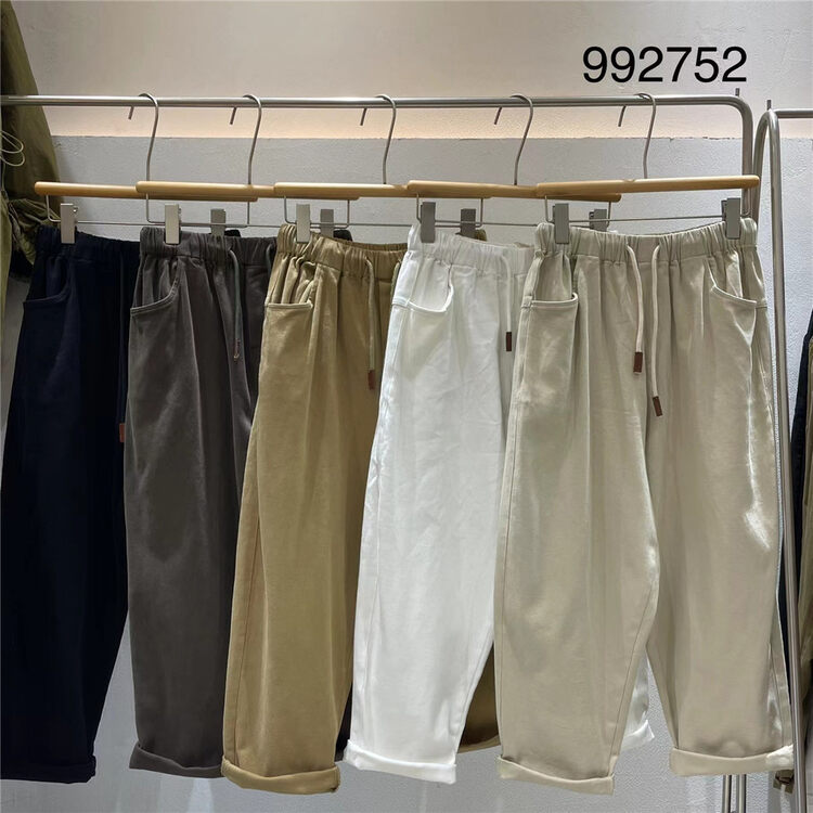 New in autumn! [TWENTY printed wood] drawstring comfortable all-match casual pants 992752# L