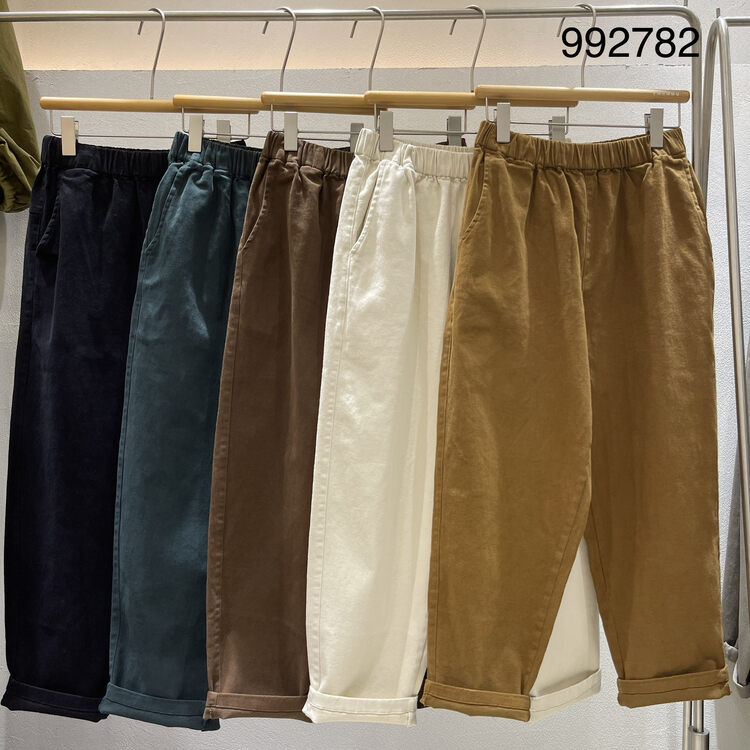 New in autumn! [TWENTY printed wood] elastic waist clean slim casual pants 992782# L