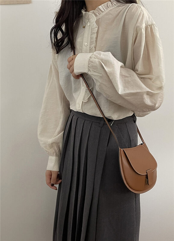New in autumn!【FEIDING&NEW POST】Simple temperament lace collar commuter shirt 668-C2# CLS