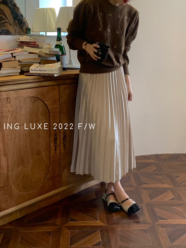 【ING】Korean style age-reducing all-match pleated skirt 8053