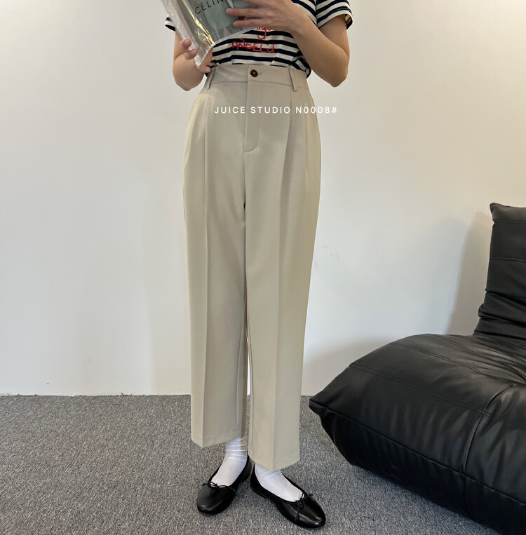 【JUICE】High waist profile straight all-match trousers ninth pants N0008