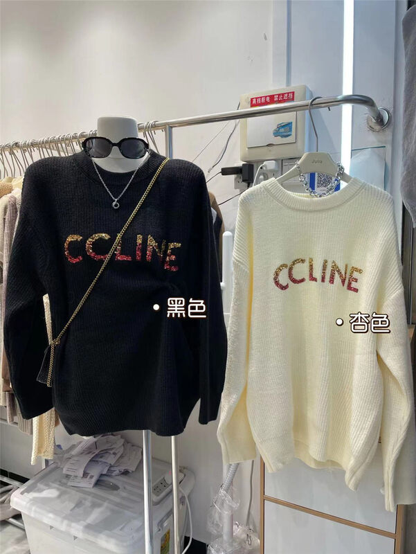 New in autumn!  【JULIA】Casual Loose Sequin Alphabet Pullover Knit Sweater YS1-5021# PCZ