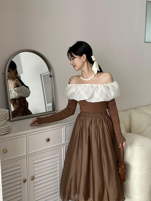 New in early autumn! [TABMINI] elastic waist loose simple skirt Q11090-G# WPL