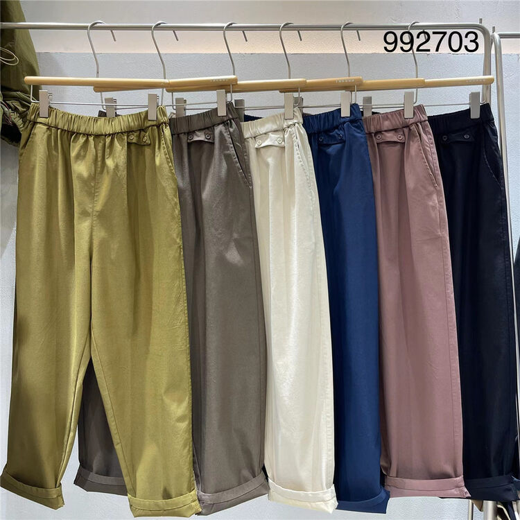 New in autumn! [TWENTY printed wood] elastic waist all-match comfortable casual pants 992703# L