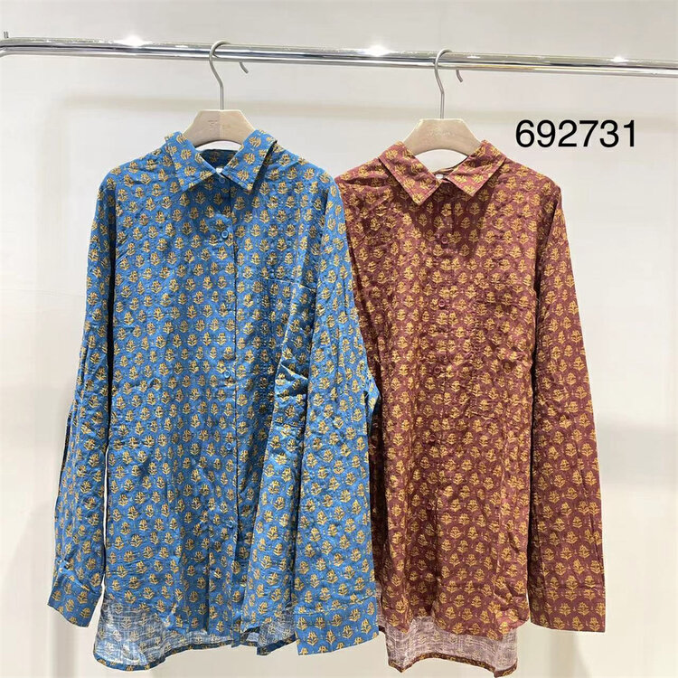 New in early autumn! [TWENTY printed wood] all-match floral comfortable all-match shirt 692731# L